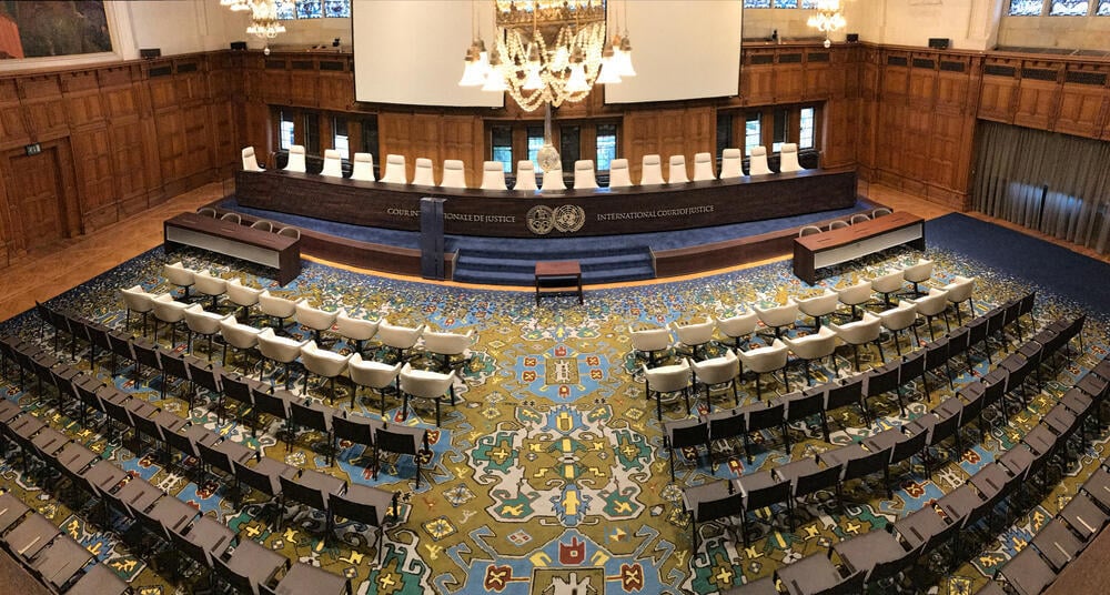 International Court of Justice at The Hague (Photo: Ankor Light / Shutterstock.com) אולם בית הדין הבינלאומי לצדק ב האג