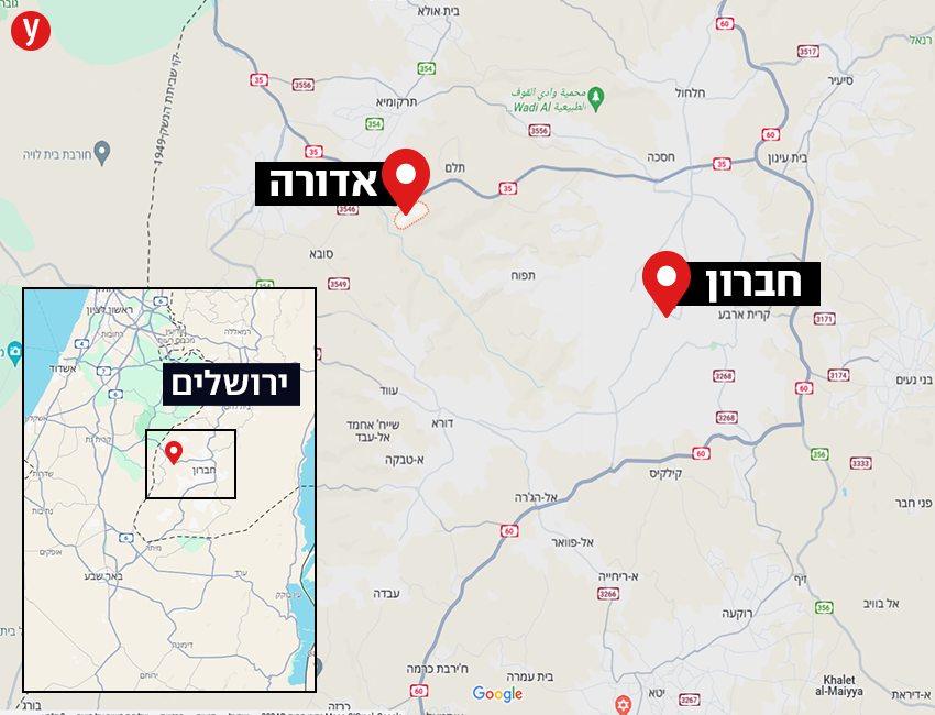 מפה פיגוע אדורה ליד חברון