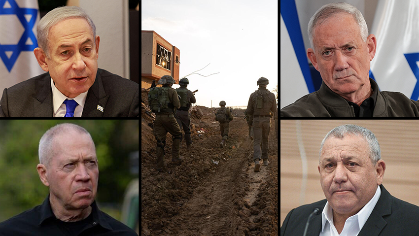 בני גנץ, גדי איזנקוט, יואב גלנט ובנימין נתניהו (צילום: רפי קוץ, אריאל חרמוני משרד הביטחון, נועם ריבקן פנטון, דובר צה"ל, MENAHEM KAHANA/Pool via REUTERS) בני גנץ, גדי איזנקוט, בנימין נתניהו, יואב גלנט