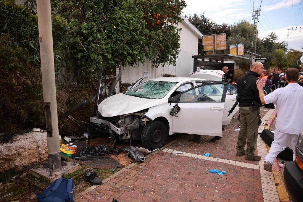 זירת הדריסה ברחוב אחוזה ברעננה (צילום: טל שחר ) זירת הדריסה ברעננה, רחוב אחוזה