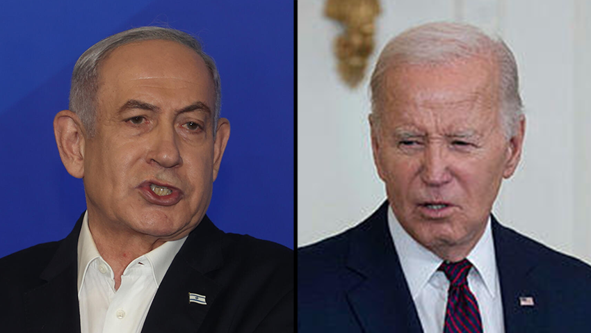 ביידן ונתניהו. מסר חד, באמצעות העיתונים המובילים בארה"ב (צילום: AP Photo/Evan Vucci, יריב כץ) נשיא ארה"ב ג'ו ביידן