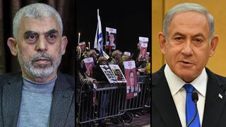 בינימין נתניהו, הפגנה מול בית ראש הממשלה בקיסריה,  יחיא סינוואר