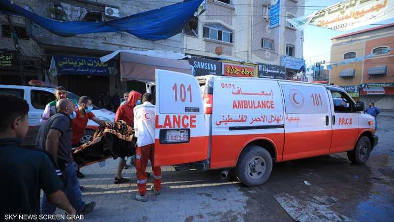 Ambulance in Khan Younis, Gaza אמבולנס פלסטיני באזור בית החולים אל אמל אל-אמל ב חאן יונס רצועת עזה