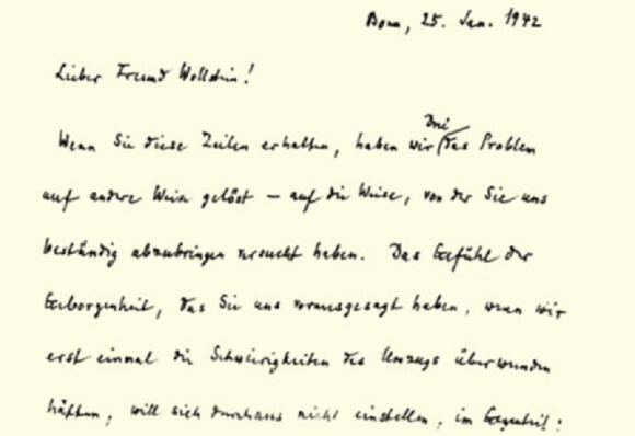 The beginning of the letter sent by Hausdorff to his friend one day before he, along with his wife and sister-in-law, tragically ended their lives