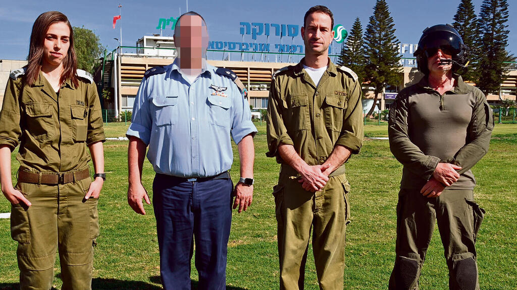Soroka doctors and active reservists (Photo: Herzl Yosef) רופאי סורוקה. מימין: ד"ר ר', ד"ר גל בן אריה, ד"ר א', ד"ר ליאן דין