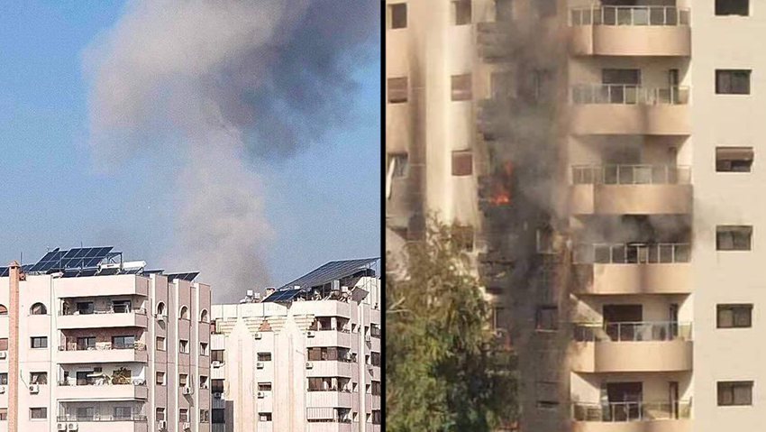 אש במגדל שהותקף. "שוכן ליד בית ספר איראני" תקיפה בסוריה