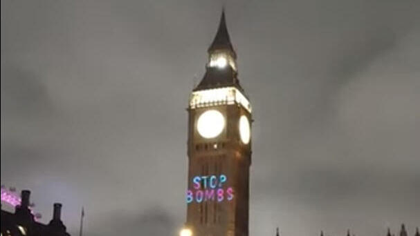 Protesters project ‘From the River to the Sea’ on London’s Big Ben