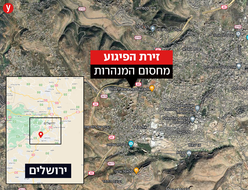 מפת זירת הפיגוע במחסום המנהרות