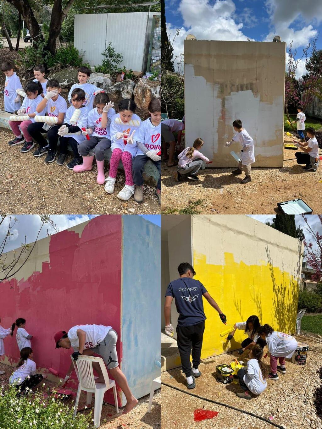 ילדי ונוער מושב נתיב השיירה במטה אשר בפרויקט צביעה וציור על מיגוניות