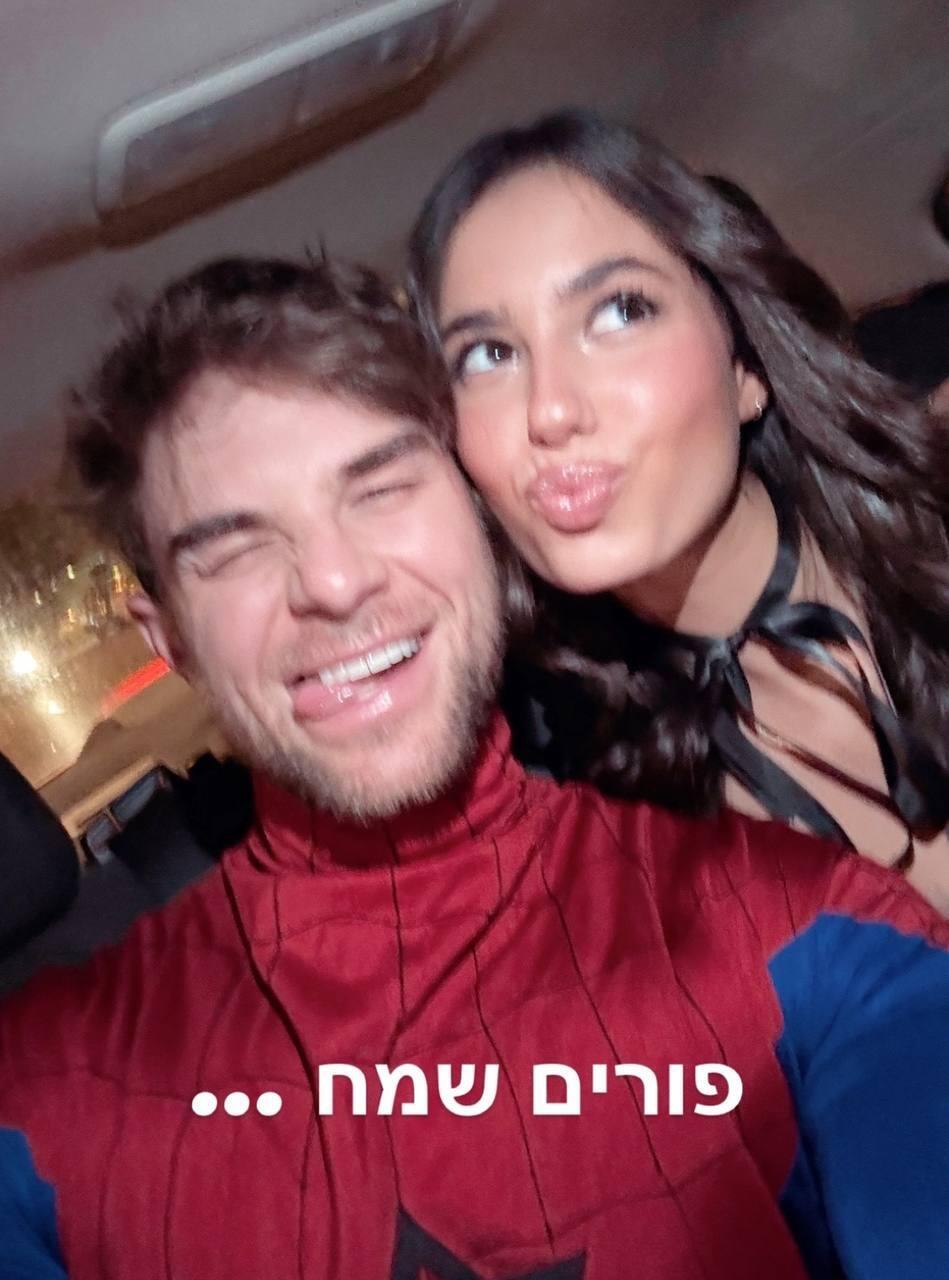 אורח מחו"ל. נת'ניאל בוזוליק וליה נוגה (צילום: אינסטגרם) פורים 2024