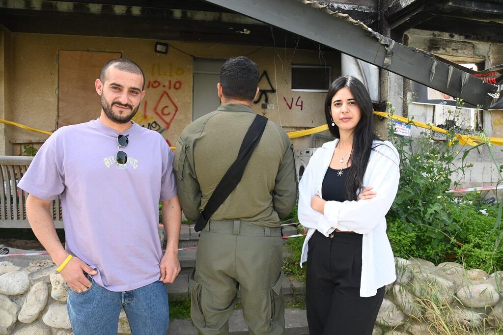 נדב והדר עם ע' ליד הבית הכפר עזה (צילום: הרצל יוסף) סמ"ר ע'