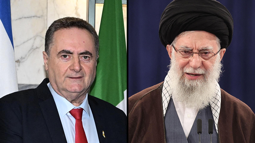 Israel Katz, Ali Khamenei (Photo: AFP / EPA / CLAUDIO PERI) עלי חמינאי וישראל כ"ץ