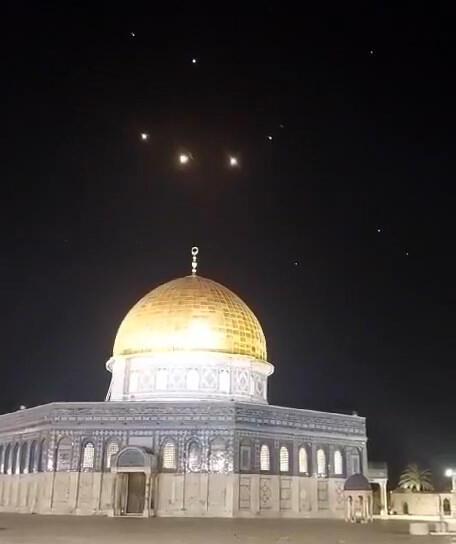 Iranian munitions shot down over Temple Mount, Jerusalem יירוטים בשמי הר הבית שבמזרח ירושלים