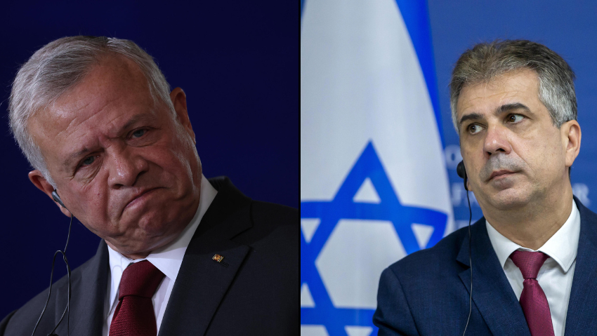 Energy Minister Eli Cohen and King Abdullah (Photo: EPA, Getty Images) אלי כהן ועבדאללה מלך ירדן