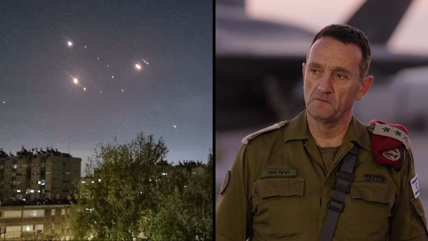 Iranian missiles intercepted over Israel, Herzi Halevi (Photo: Yair Hasson, IDF) יירוטים בשמי חולון