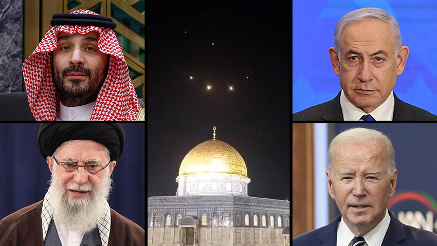 Which Arab countries will assist in intercepting any attack on Israel (Photo: Alex Kolomoisky, AFP, AP) בנימין נתניהו ג'ו ביידן מוחמד בן סלמאן עלי חמינאי