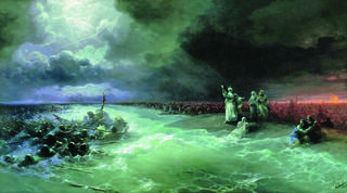 קריעת ים סוף, בציור "ויבואו בני ישראל בתוך הים"  של איוואן אייווזובסקי
