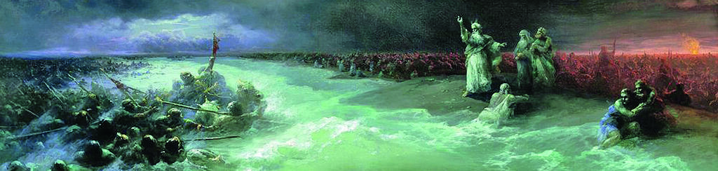 קריעת ים סוף, בציור "ויבואו בני ישראל בתוך הים"  של איוואן אייווזובסקי