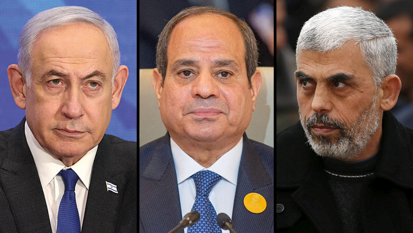  Benjamin Netanyahu, Abdel Fattah El-Sisi, Yahya Sinwar