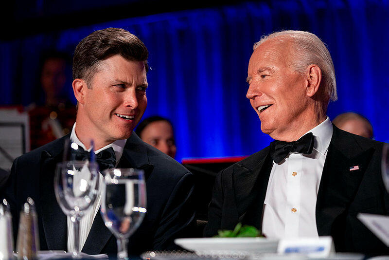 President Joe Biden talks with host Colin Jost at the White house correspondents' dinner; Biden did not address the war in Gaza (EPA/Bonnie Cash / Pool) President Joe Biden talks with host Colin Jost at the White house correspondents' dinner; Biden did not address the war in Gaza