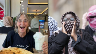 הפגנה פרו פלסטינית מפגינים מחוץ ל אוניברסיטת קולומביה ב ניו יורק ארה"ב, ליסה פיתיאן ברשתות החברתיות - מחגיגות היומולדת באיסטנבול באימונים לקראת המשט לעזה