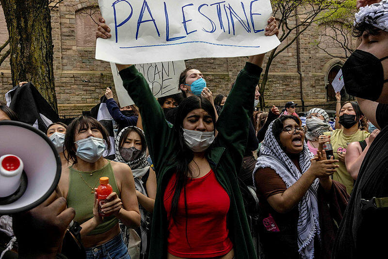Anti-Israel protest in Columbia (Photo: ALEX KENT, GETTY IMAGES NORTH AMERICA) אוניברסיטת קולומביה בניו יורק הפגנות פרו פלשתיניות