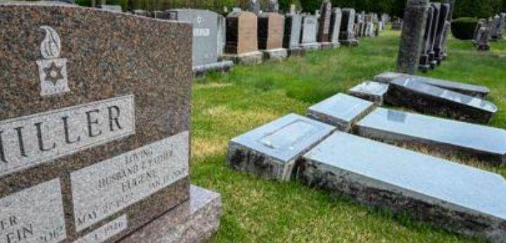 Jewish tombstones vandalized (Photo: Screenshot) Jewish tombstones vandalized
