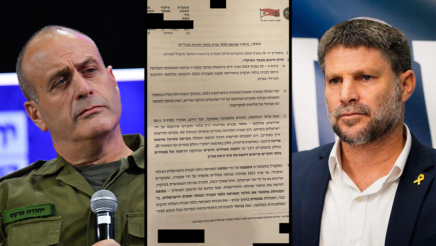 השר בצלאל סמוטריץ', האלוף יהודה פוקס והמסמך (צילום: שלו שלום, יואב דודקביץ') בצלאל סמוטריץ', יהודה פוקס