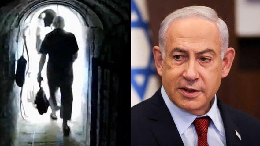 נתניהו וסינוואר. בישראל מעריכים - חמאס מעוניין בעסקה (צילום: יונתן זינדל, דובר צה"ל) בנימין נתניהו, יחיא סינוואר