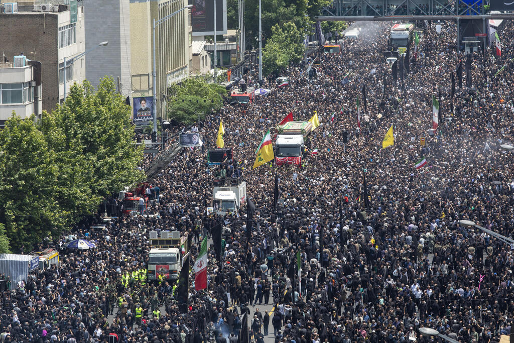 A truck carrying coffins of the late President Ebrahim Raisi and his companions killed in helicopter crash (Photo by Majid Saeedi / Getty Images) A truck carrying coffins of the late President Ebrahim Raisi and his companions, who were killed in a helicopter crash