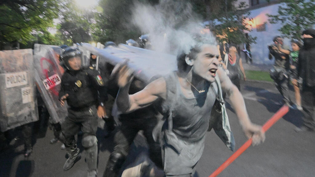 צילום: Pedro PARDO / AFP מחאות פרו-פלסטיניות במקסיקו סיטי, מקסיקו