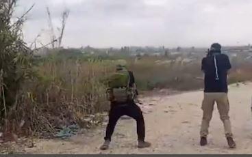 Hamas terrorists shooting from the West Bank  at an Israeli community 