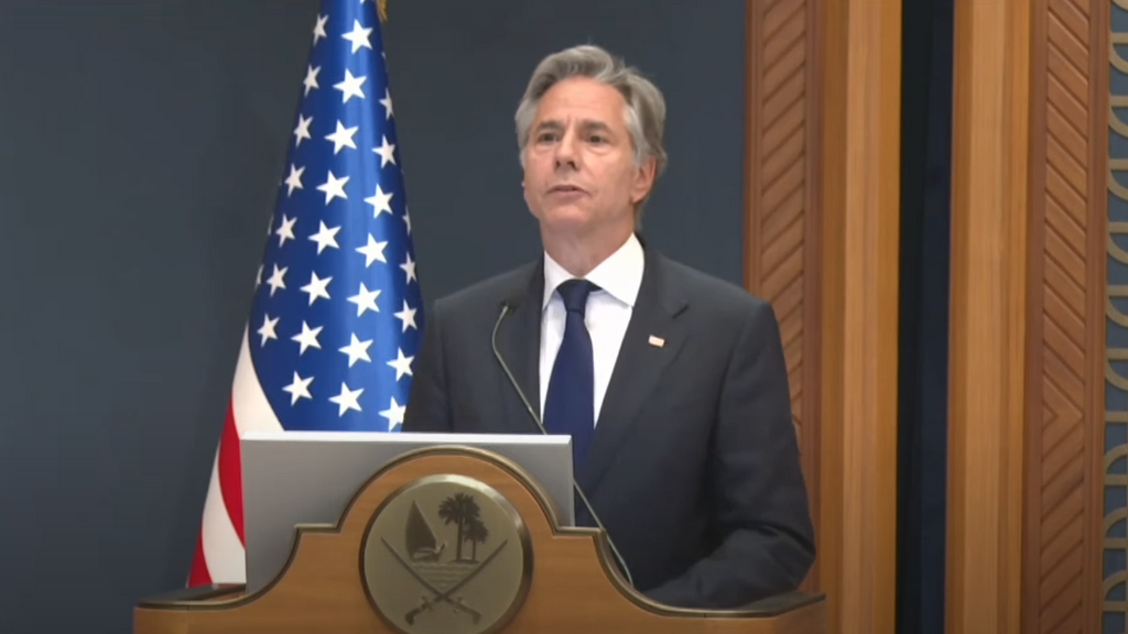 US Secretary of State Antony Blinken (Photo: Reuters) המזכיר בלינקן במסיבת עיתונאים משותפת עם ראש ממשלת קטאר