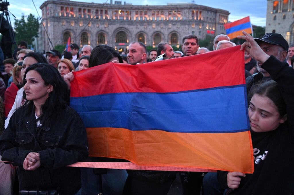 Photo: KAREN MINASYAN / AFP דגל ארמניה