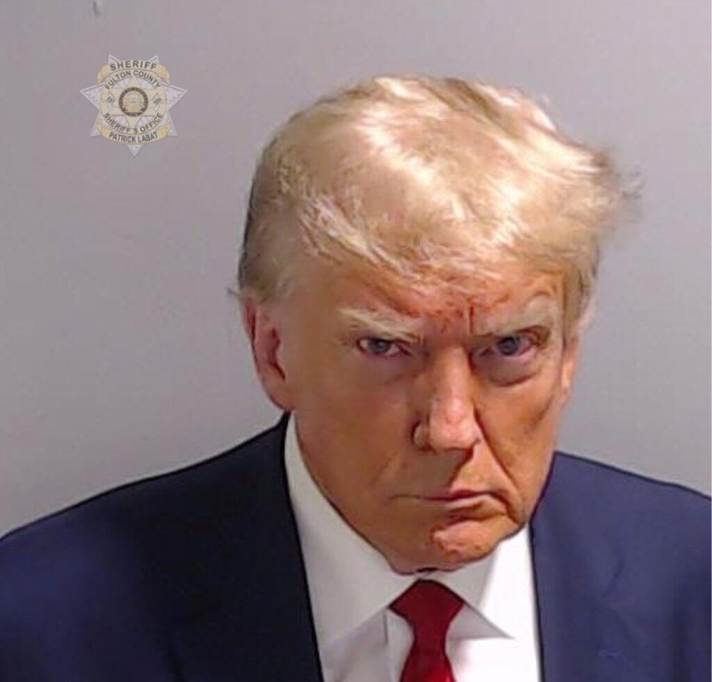 סמאללה. דונלד טראמפ (צילום: Fulton County Sheriff's Office via Getty Images) מאג שוט דונלד טראמפ