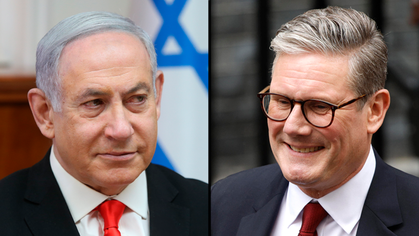 "החלטה מבישה". סטרמר ונתניהו (צילום: AP Photo/David Cliff, אלכס קולומויסקי) קיר סטרמר, בנימין נתניהו