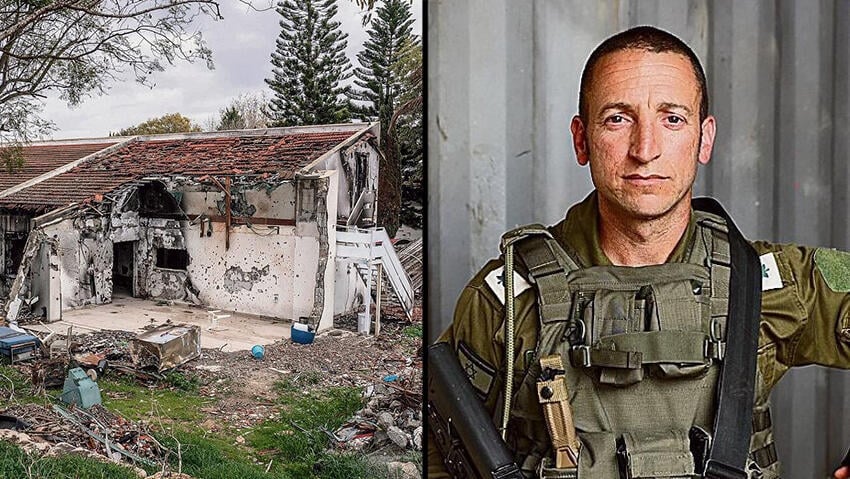 תא"ל ברק חירם, והבית של פסי כהן ז"ל (צילום: אלעד גרשגורן, AP) ברק חירם