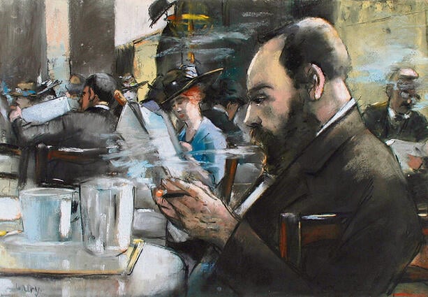 "בבית הקפה" (1910 בקירוב), מאת לסר אורי ( (דימוי: מוזיאון תל אביב לאמנות)) yk13993157