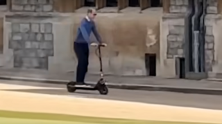 Prince William seen riding on an e-scooter to get to Windsor Castle