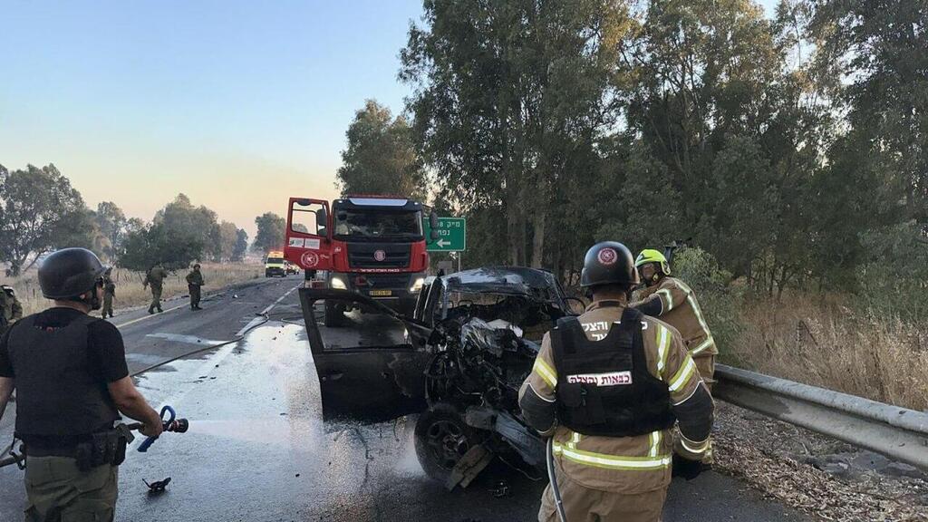 Israeli couple killed in Hezbollah rocket attack on the Golan Heights (Photo: Fire and Rescue Authority ) תיעוד מהזירה