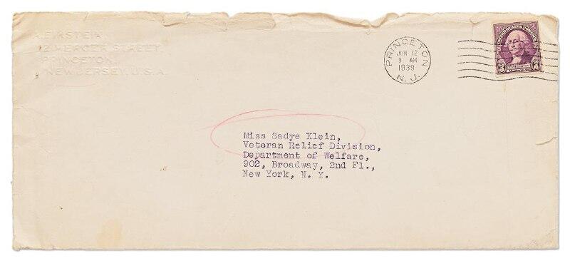 The original envelope (Photo: Nate D. Sanders Auctions) מעטפת המכתב