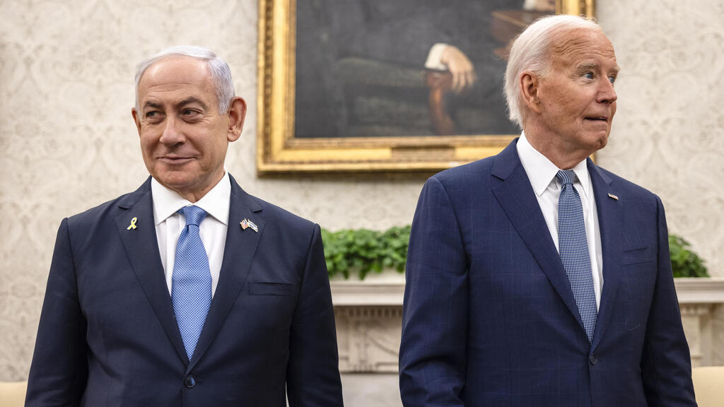 הנשיא איבד את הסבלנות כלפי ממשלת נתניהו. ביידן ורה"מ נתניהו, בחודש שעבר (צילום: EPA/SAMUEL CORUM / POOL) פגישתם של ג'ו ביידן נשיא ארה"ב ובנימין נתניהו ראש הממשלה