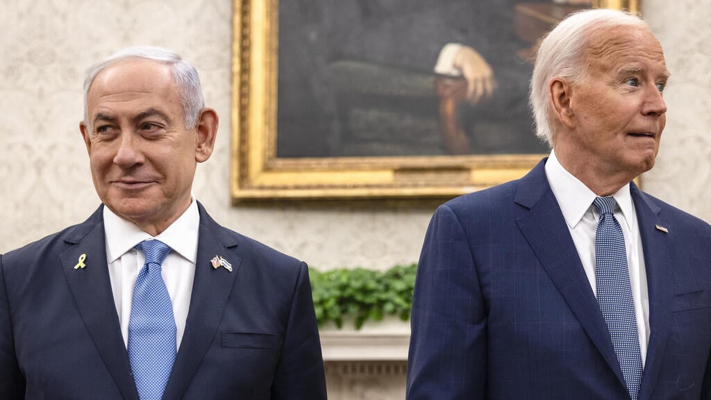 ביידן ונתניהו (צילום: EPA/SAMUEL CORUM/POOL) פגישתם של ג'ו ביידן נשיא ארה"ב ובנימין נתניהו ראש הממשלה