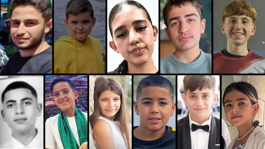 11 Druze children slain in Hezbollah rocket attack
11 הילדים והנערים שנרצחו במג'דל שמס פג'ר אבו סאלח,נאזם סעב, נאג'י חלבי, מילאר מועדאד אלשעאר, יזן נאיף אבו סאלח, חאזם אבו סאלח, ויניס ספדי, ג'וני ודיע איברהים, אמיר רביע אבו סאלח, אלמה איימן פחר אלדין,איזיל נשאת איוב