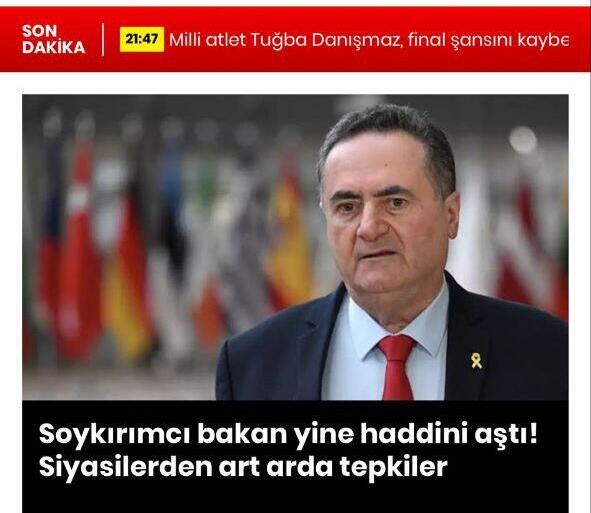 Katz's tweet in Turkish media headlines ציוץ של שר החוץ ישראל כ"ץ הגיע לכותרות הראשיות של כלי תקשורת טורקיים