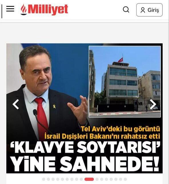 Katz's tweet in Turkish media headlines ציוץ של שר החוץ ישראל כ"ץ הגיע לכותרות הראשיות של כלי תקשורת טורקיים