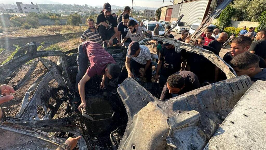 הרכב שהותקף רכבו השרוף של היית'ם בלידי, מראשי גדודי אלקסאם בטול כרם שחוסל