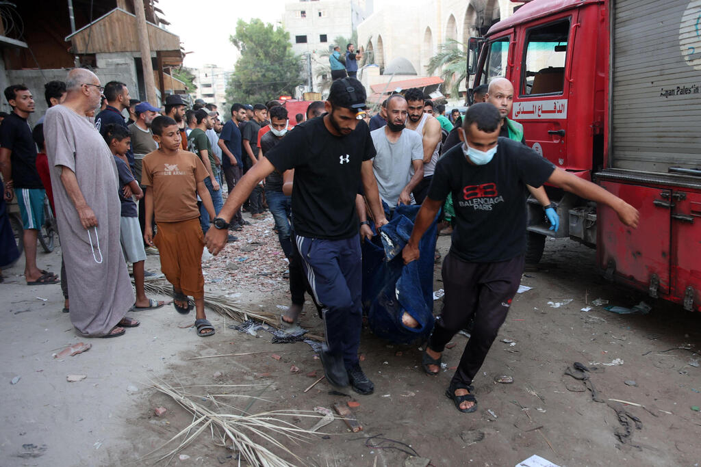 צילום: Omar AL-QATTAA / AFP הריסות מבנה בית הספר בעזה בו שהו מחבלים שהותקף על ידי צה"ל