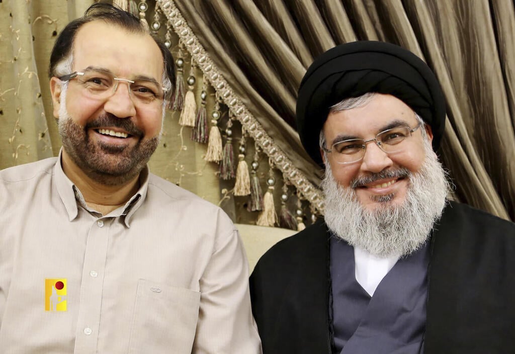 Fuad Shukr and Nasrallah (Photo: Hezbollah Military Media, AP) חסן נסראללה ופואד שוכר