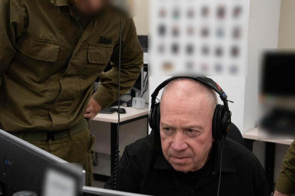 צילום: אריאל חרמוני, משרד הביטחון יואב גלנט בסקירה שמקבל בבסיס המודיעין שבצפון
